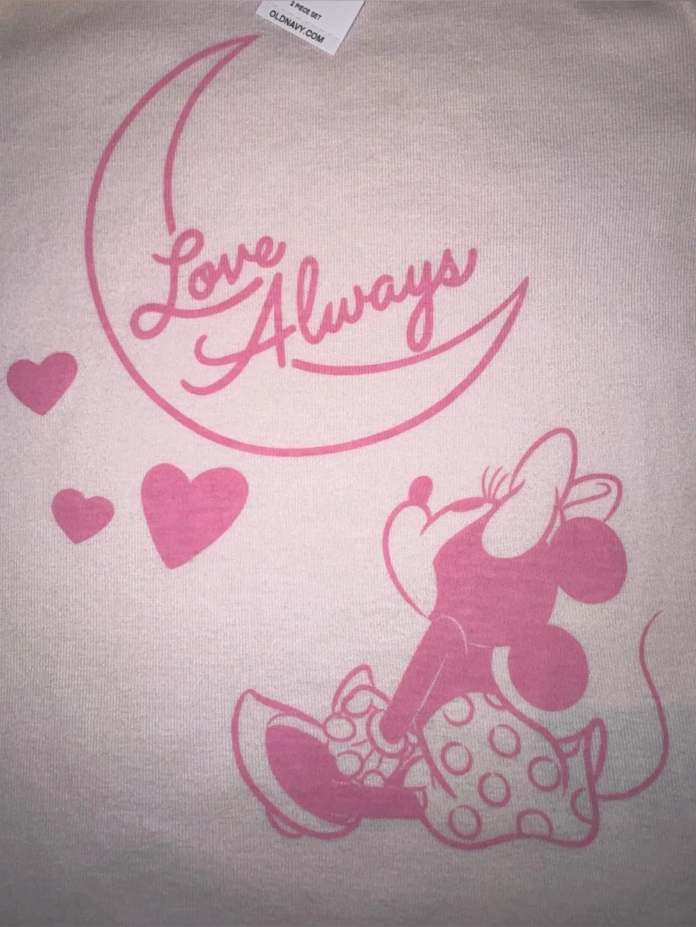 Old Navy Girls’ Minnie Mouse Love Always Pajama Set Moon & Stars 4T